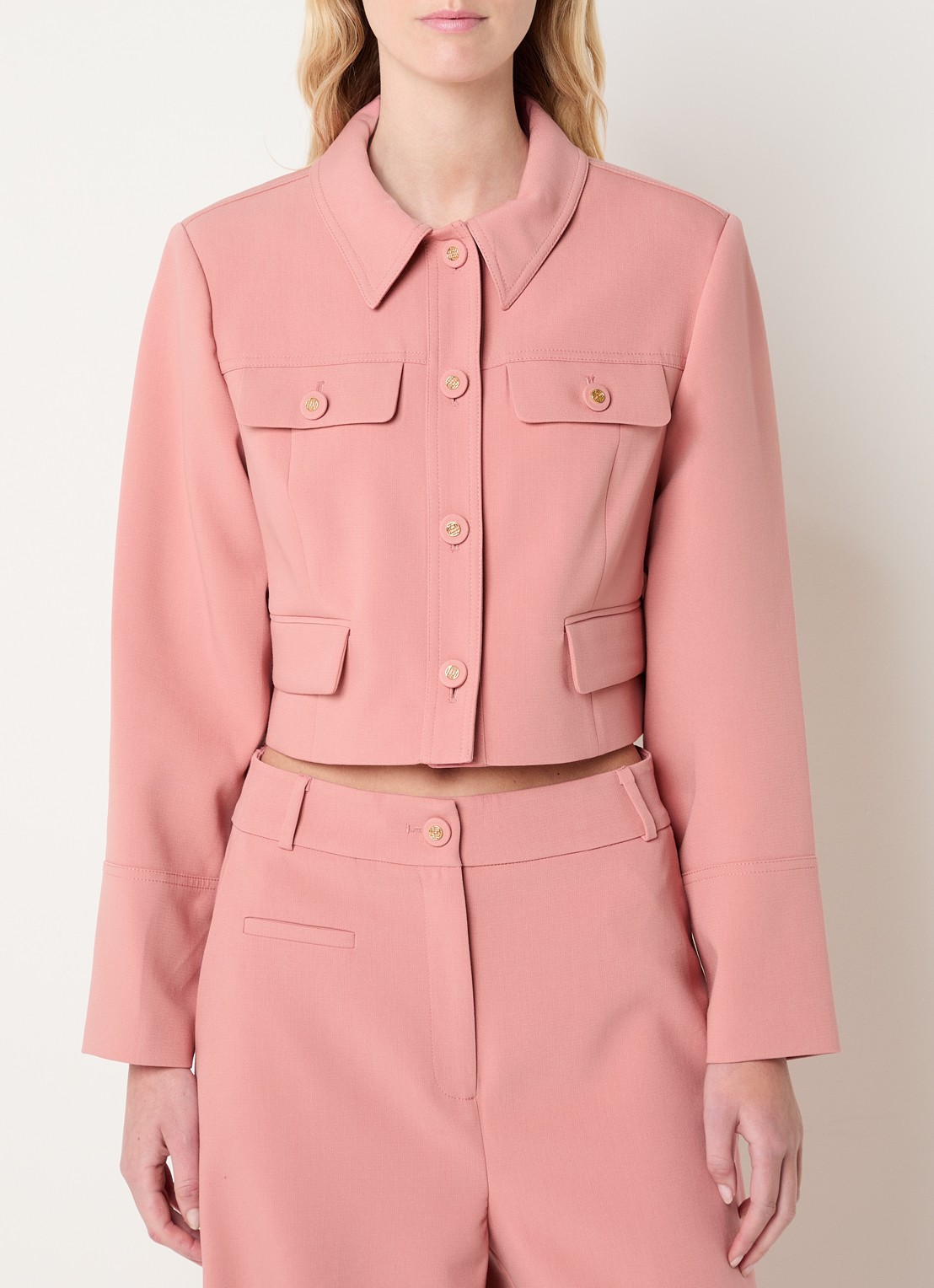 Fifth House Mabelle cropped jack met klepzakken - detail 3 roze