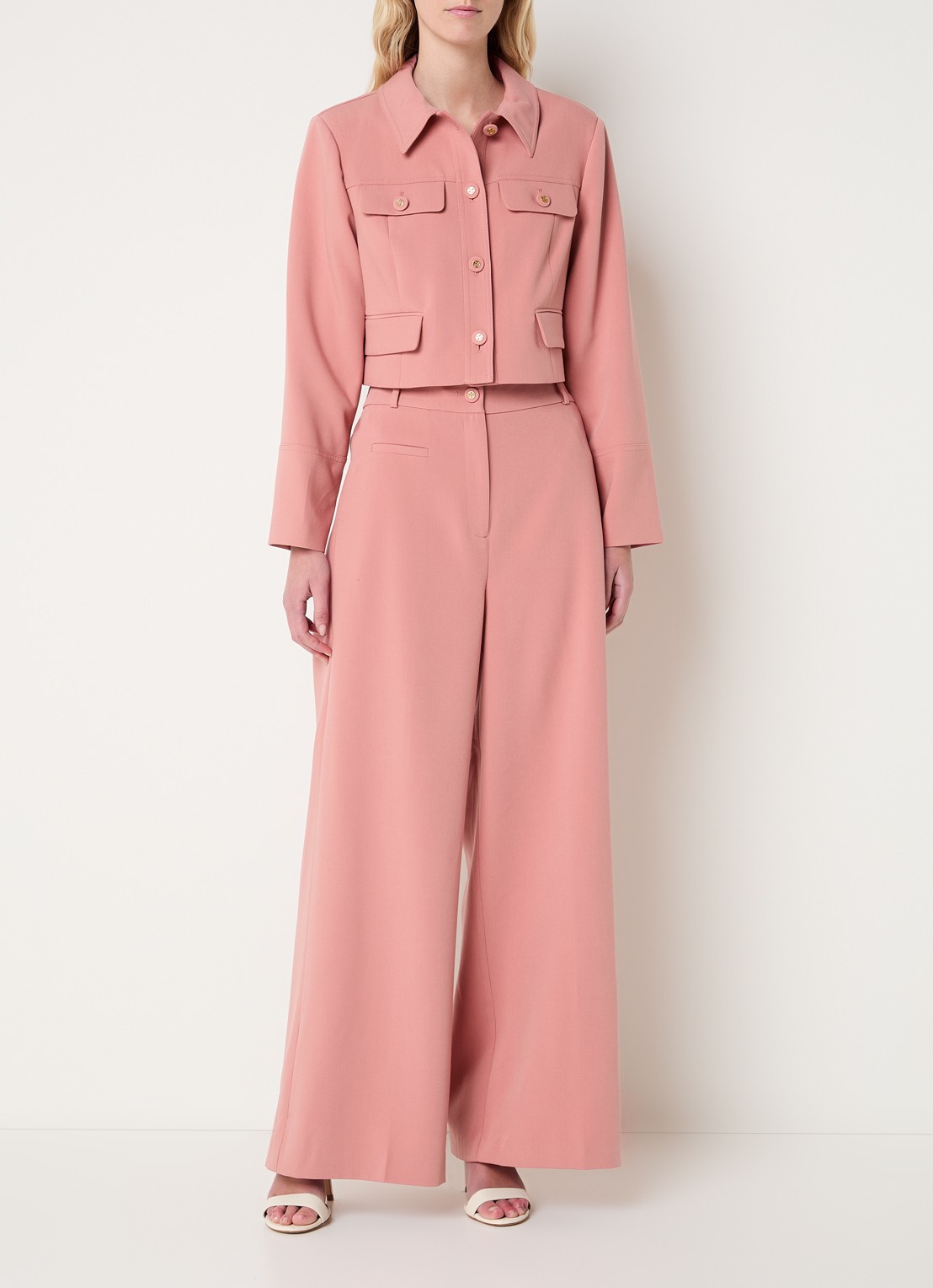 Fifth House Mabelle cropped jack met klepzakken - voorkant 2 roze