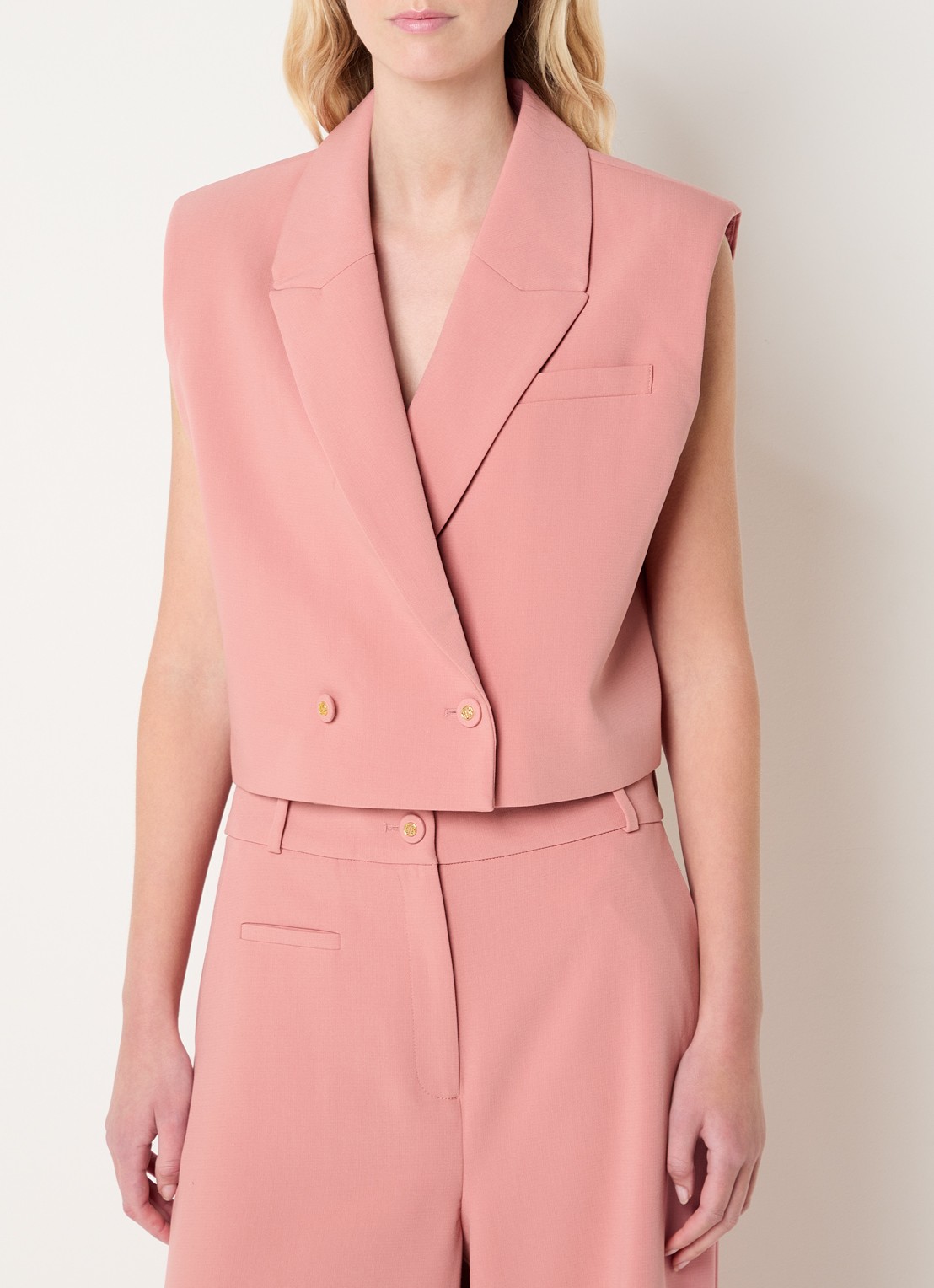 Fifth House Mabelle gilet met schoudervulling - detail roze