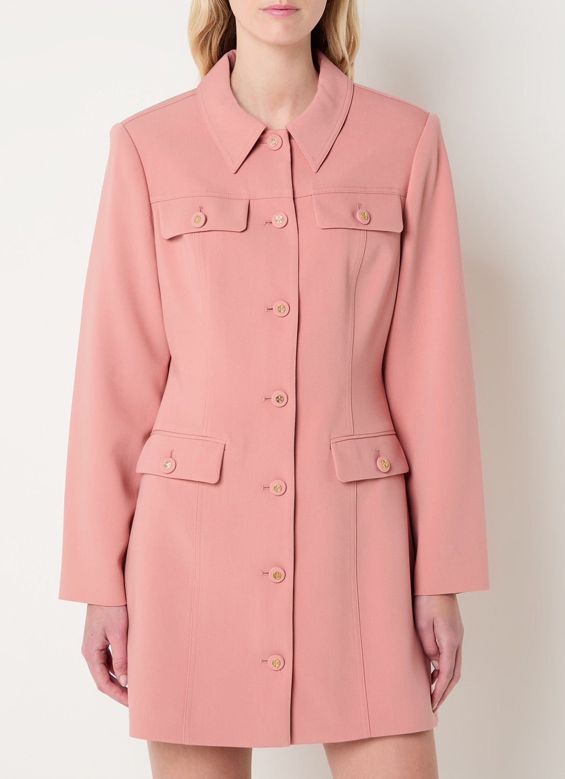 Fifth House Mabelle mini blazerjurk met schoudervulling - detail 4 roze
