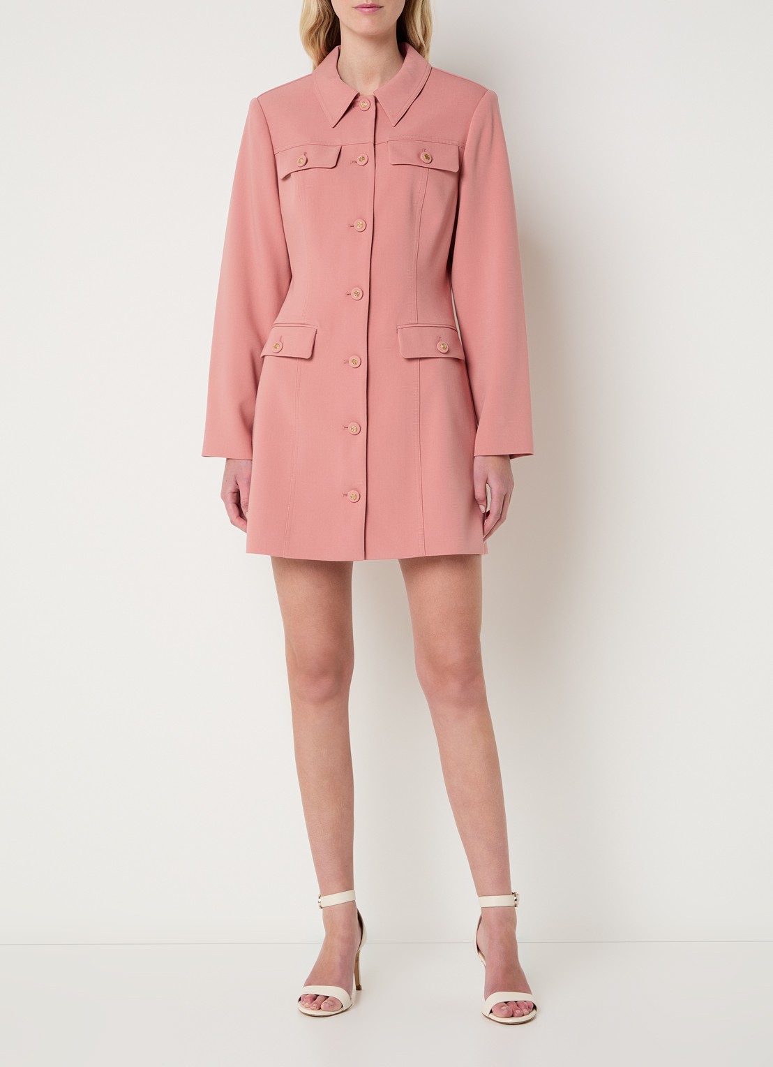 Fifth House Mabelle mini blazerjurk met schoudervulling - voorkant 2 roze