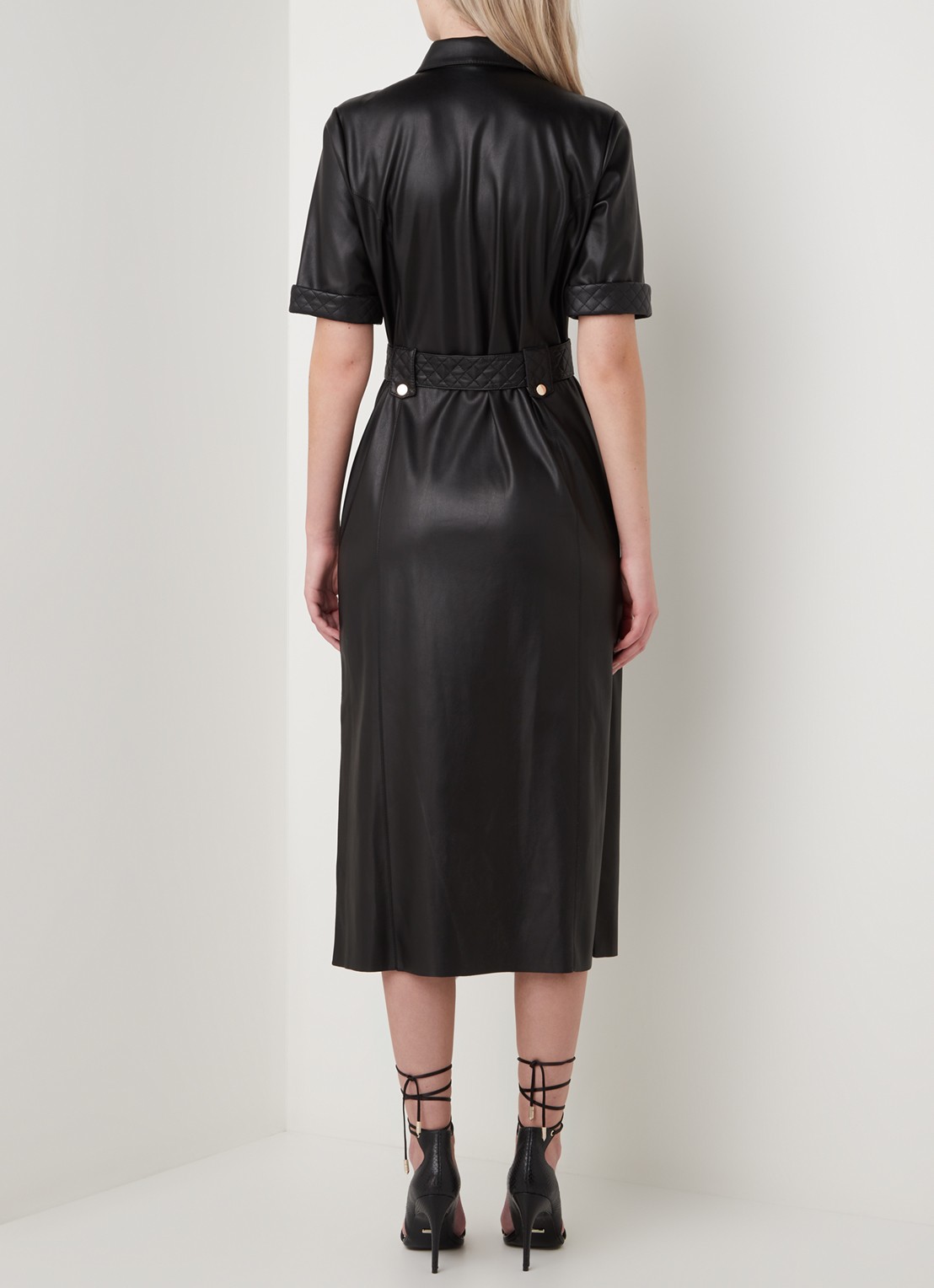 Fifth House Mac midi blousejurk van imitatieleer - achterkant 4 zwart