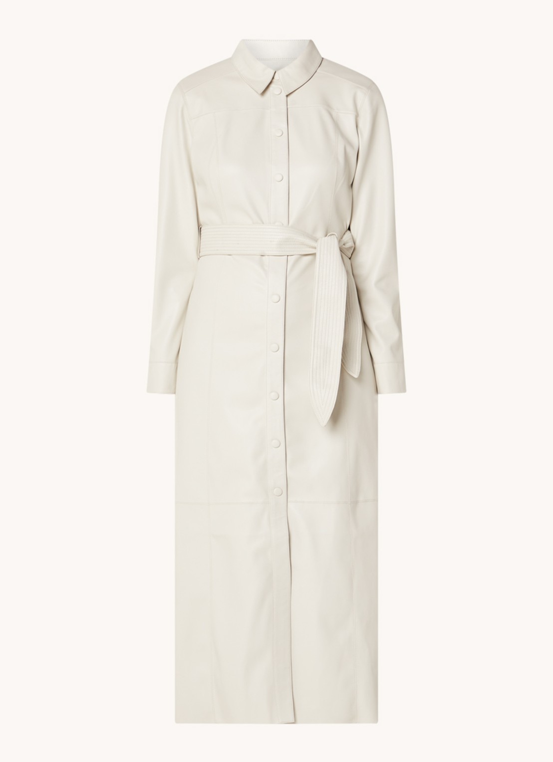 Fifth House Mallory maxi blousejurk van imitatieleer - voorkant 2 creme