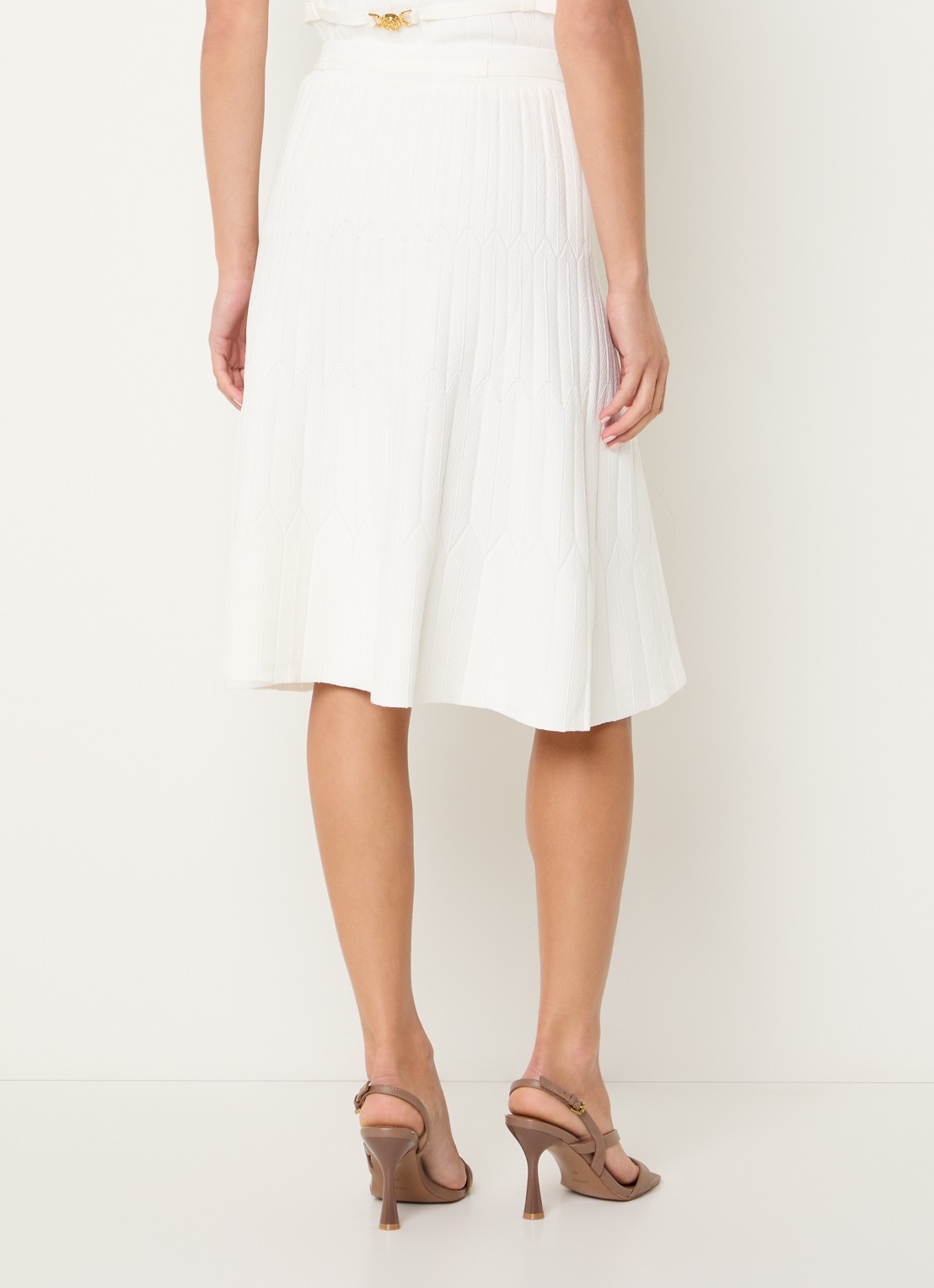 Fifth House Malya midi rok met structuur - achterkant creme