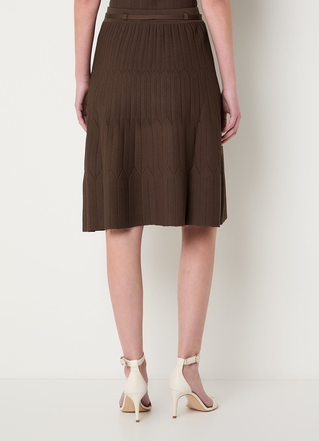 Fifth House Malya midi rok met structuur - achterkant 4 bruin