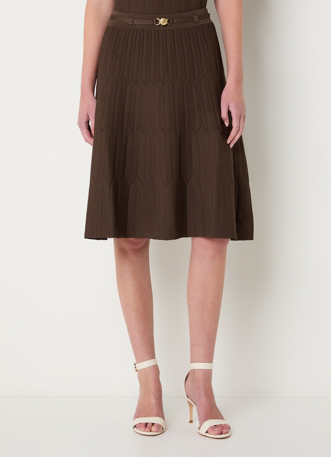 Fifth House Malya midi rok met structuur - detail 3 bruin