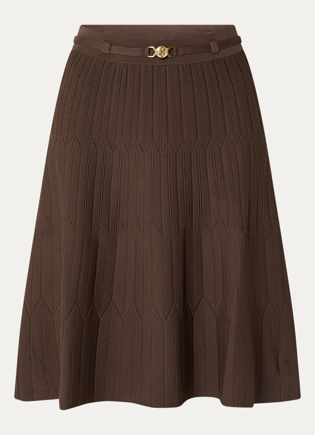 Fifth House Malya midi rok met structuur - voorkant bruin