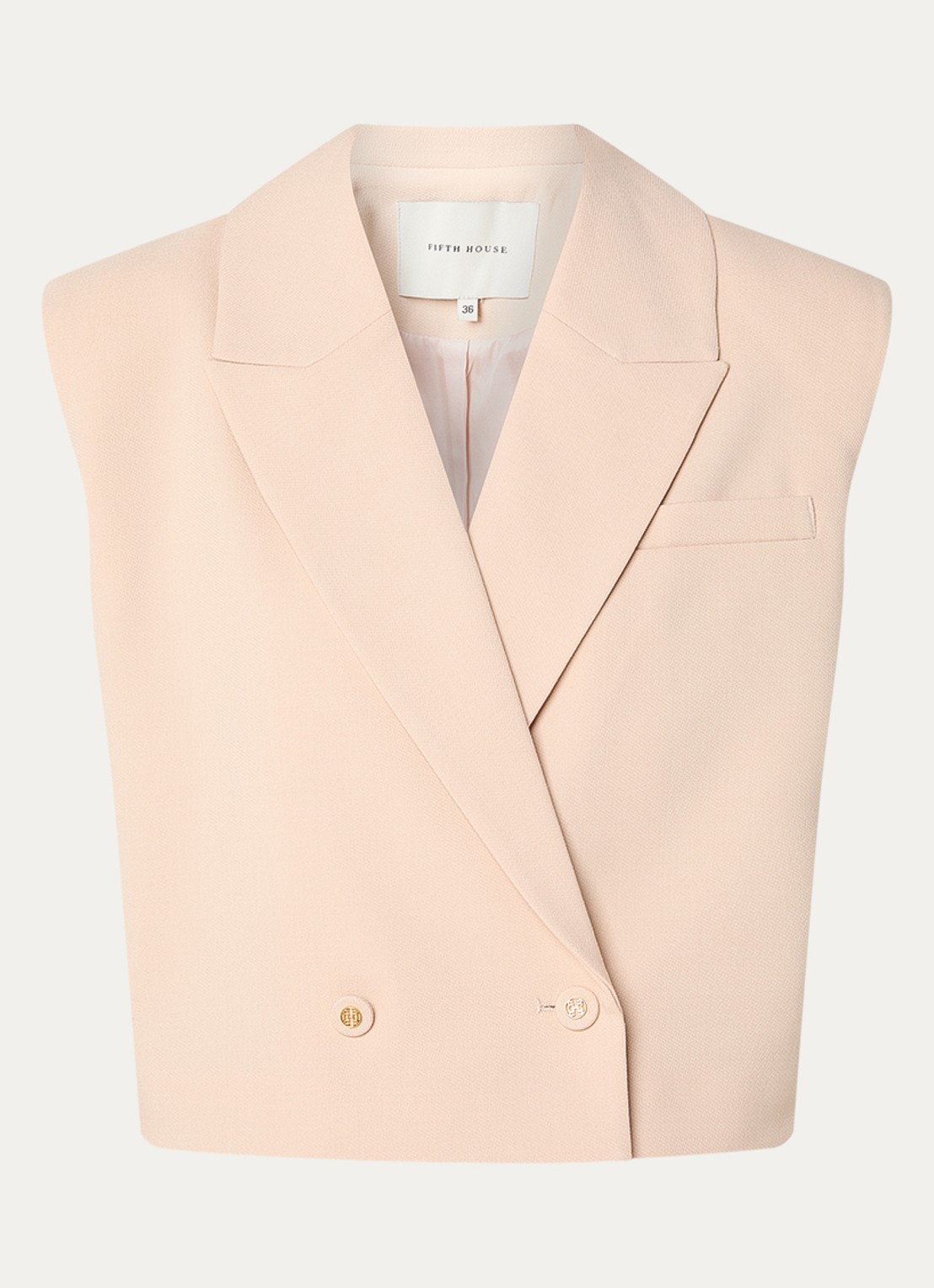 Fifth House Manon gilet met schoudervulling - voorkant 3 beige
