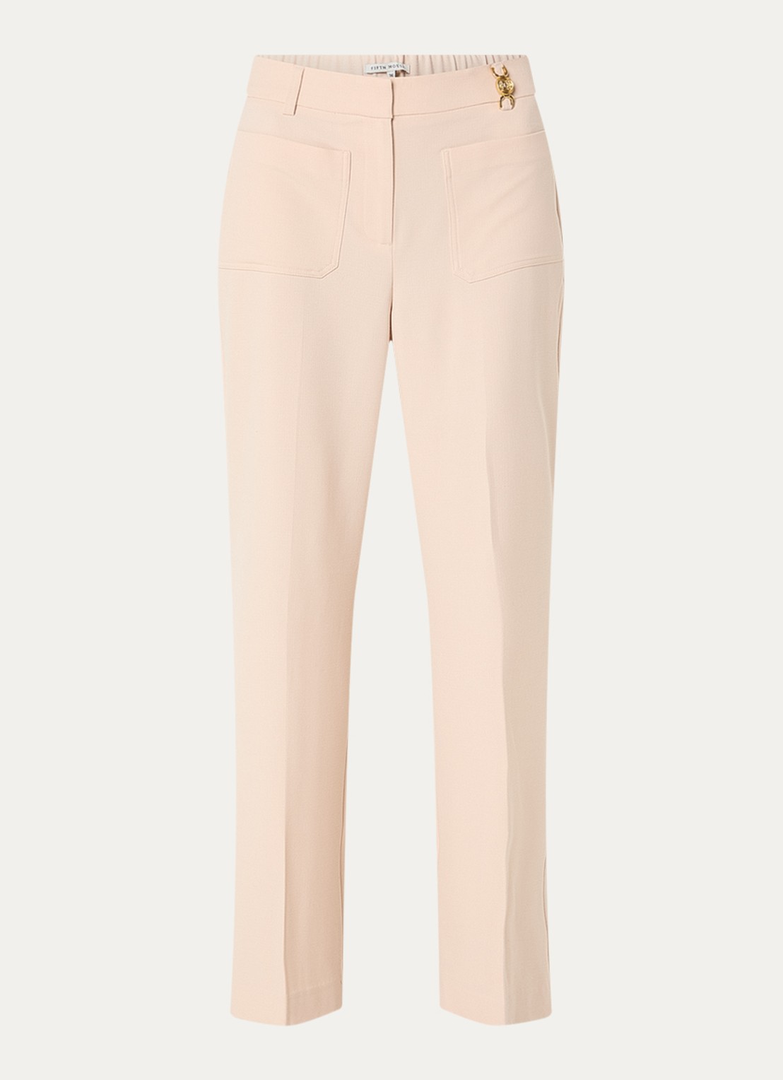 Fifth House Manon high waist wide fit pantalon met opgestikte zakken - voorkant 3 perzikroze
