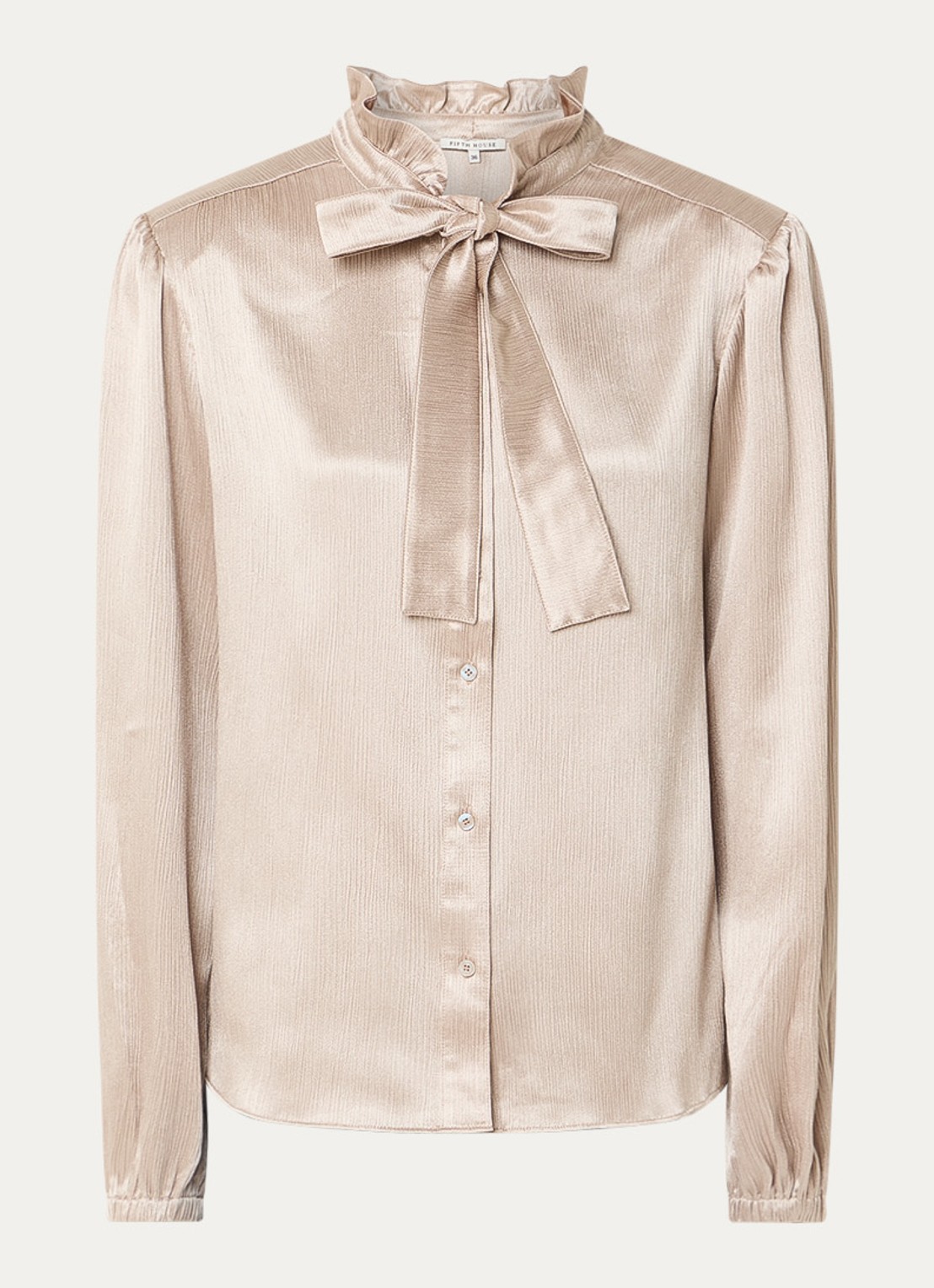 Fifth House Marli blouse met strikdetail - voorkant 2 beige