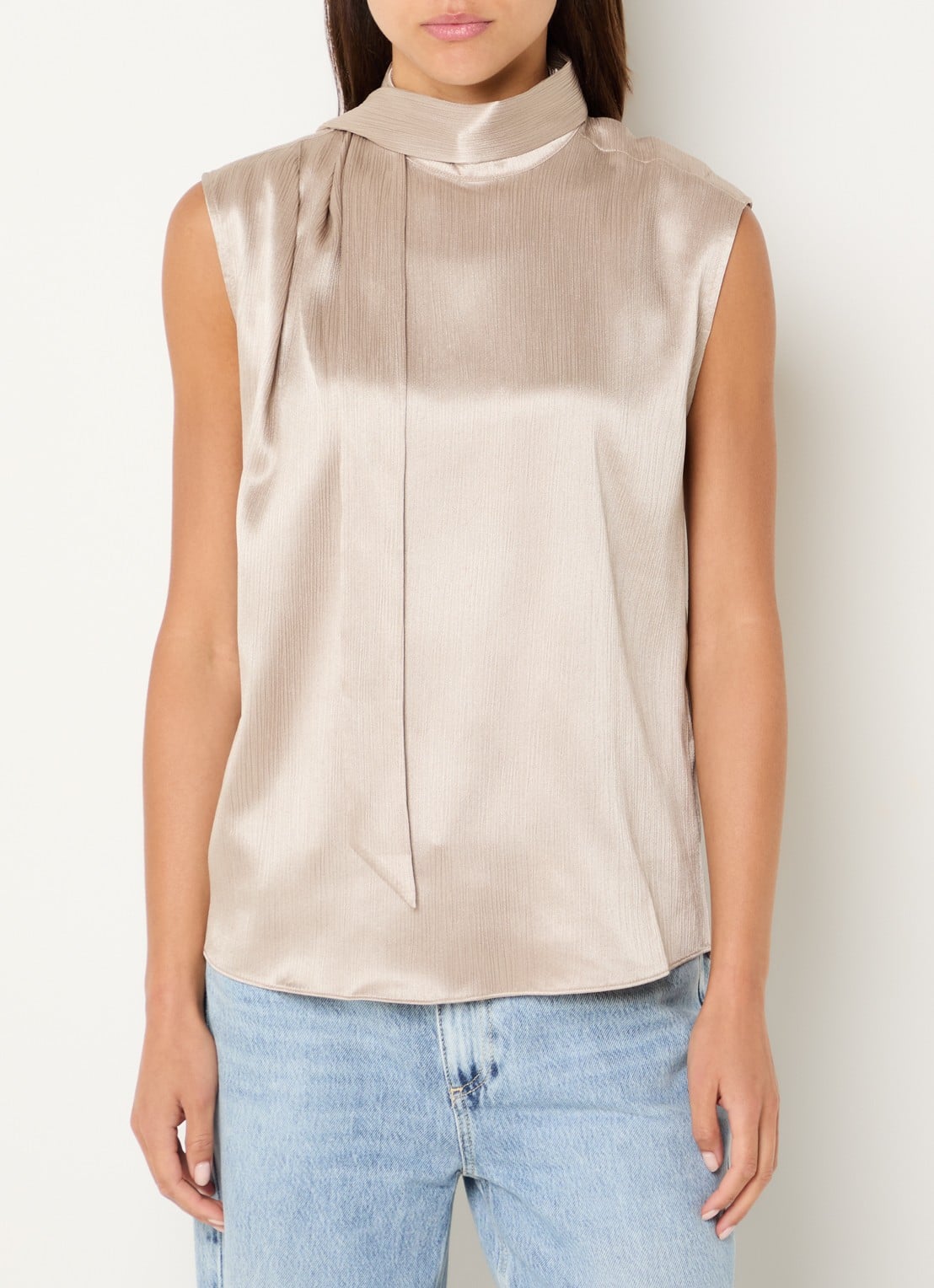 Fifth House Marli top met sjaalkraag - detail 4 beige