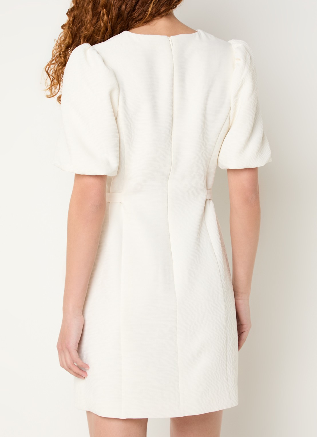 Fifth House Marloes mini jurk met pofmouw - achterkant 4 wit