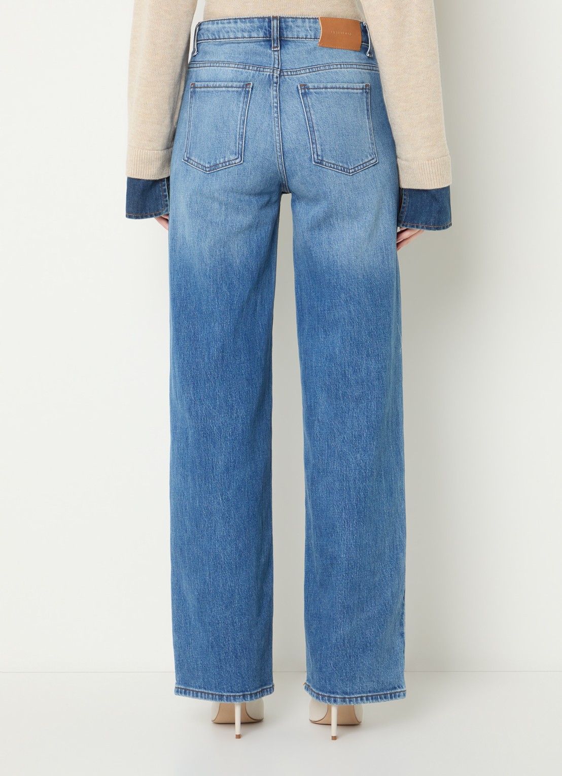Fifth House Mary Jane high waist straight leg jeans met lichte wassing - achterkant 3 indigo