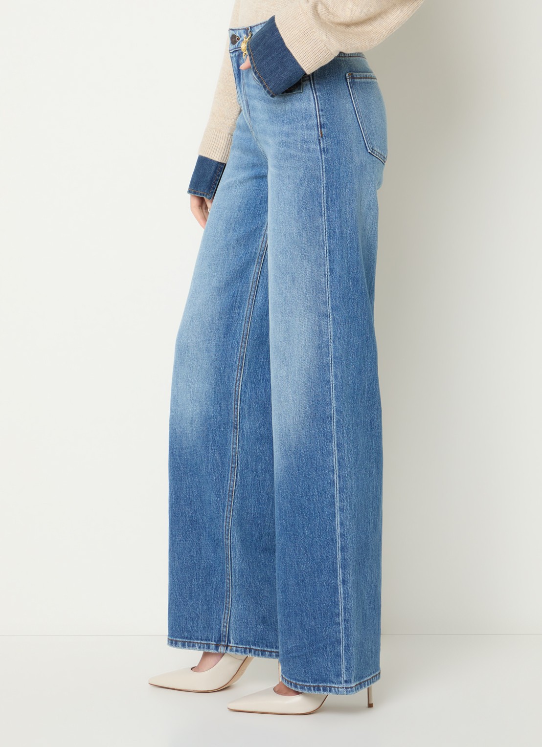 Fifth House Mary Jane high waist straight leg jeans met lichte wassing - detail 5 indigo