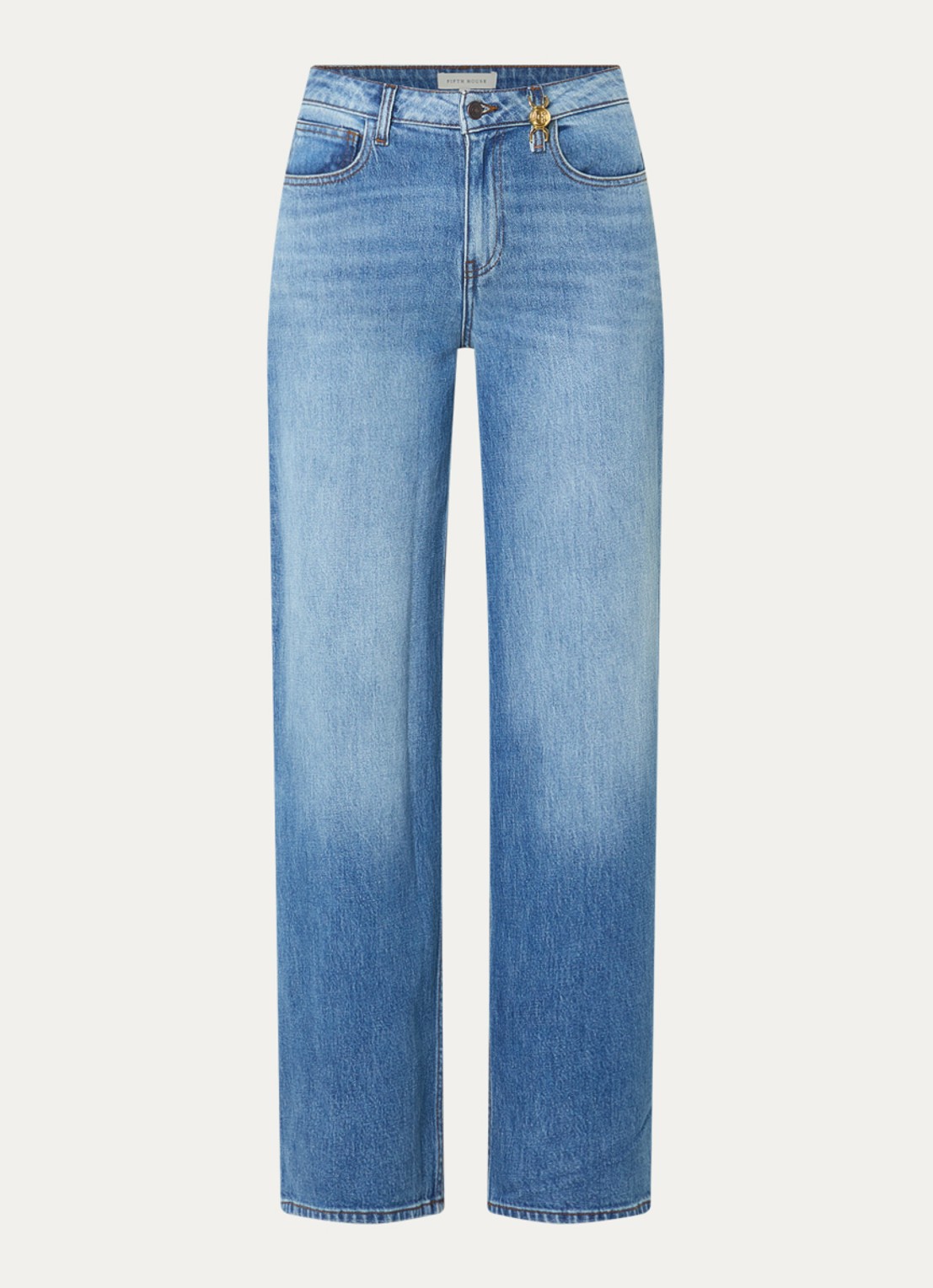 Fifth House Mary Jane high waist straight leg jeans met lichte wassing - voorkant indigo