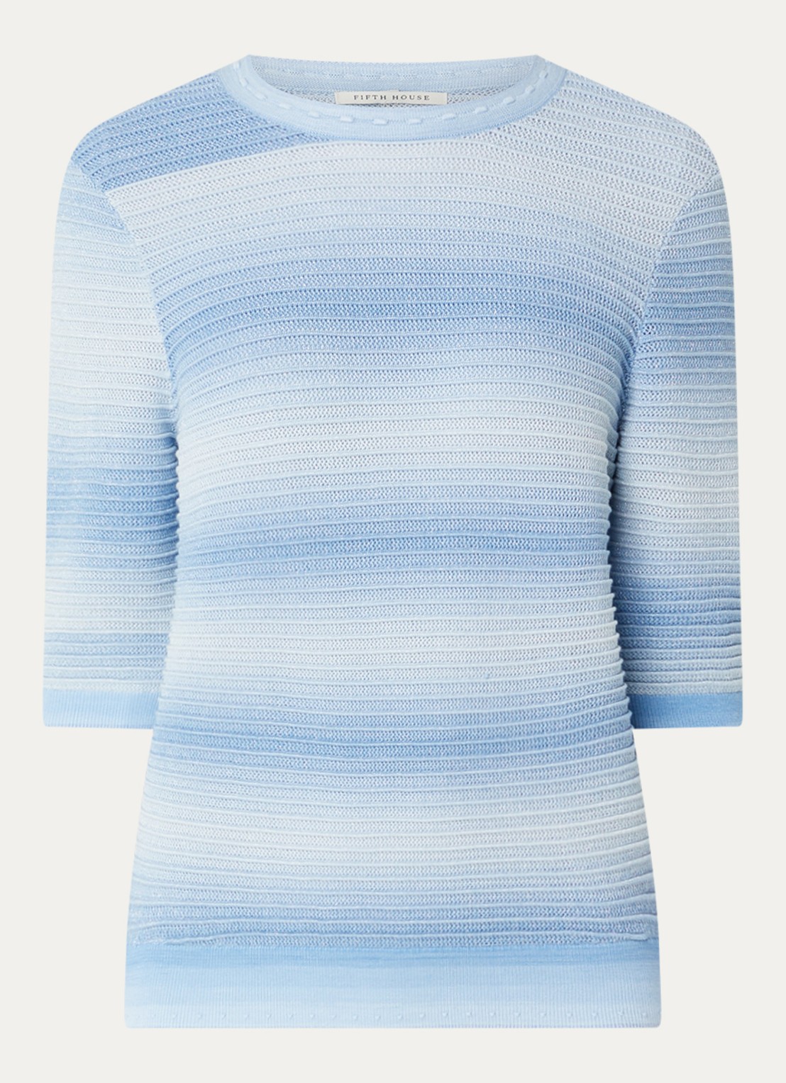 Fifth House Marylou grofgebreide top met lurex - voorkant blauw