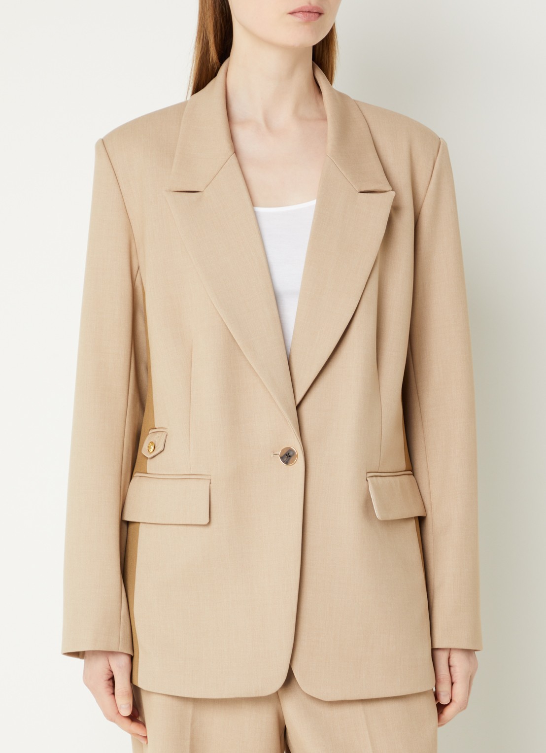 Fifth House Matascha blazer met schoudervulling en klepzakken - detail 4 beige