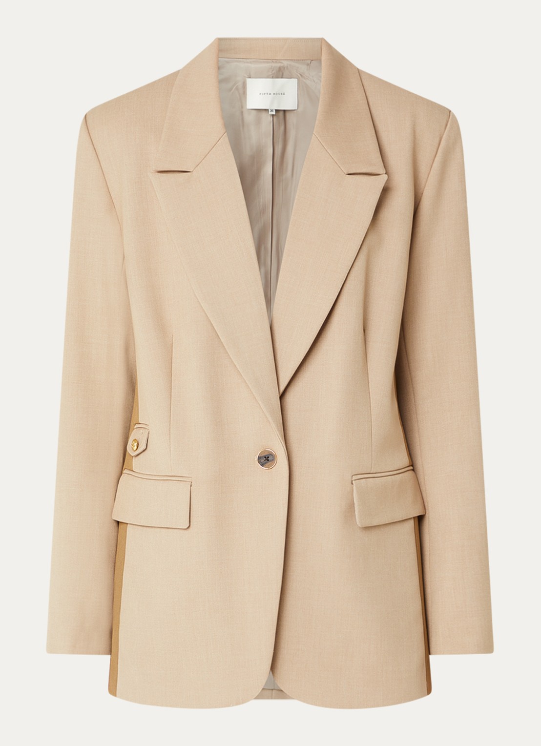 Fifth House Matascha blazer met schoudervulling en klepzakken - voorkant 2 beige
