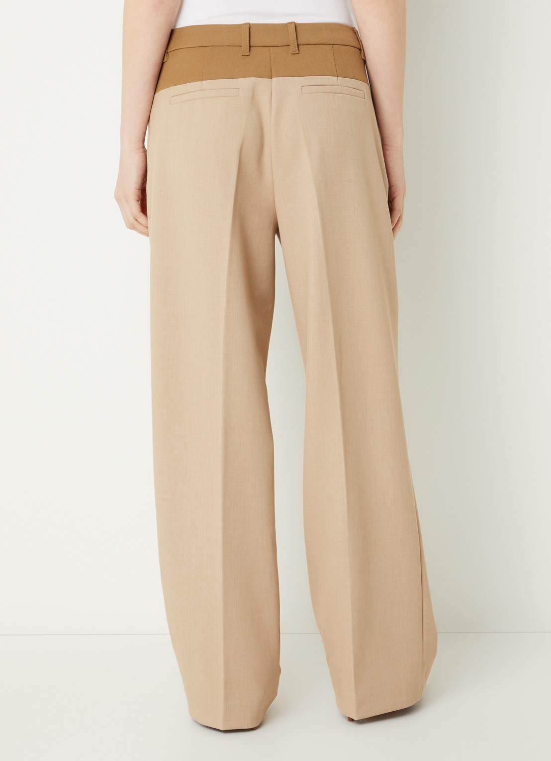 Fifth House Matascha mid waist wide fit pantalon met steekzakken - achterkant 4 beige
