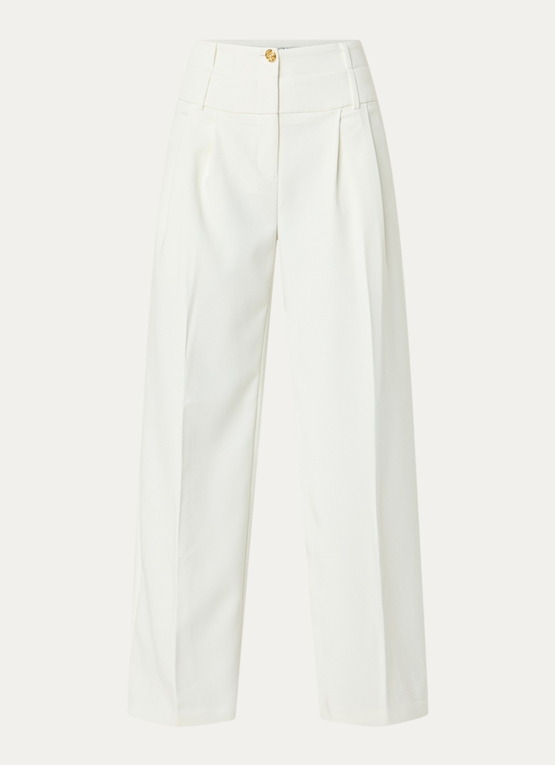 Fifth House Melodi high waist straight fit pantalon met steekzakken - voorkant 2 gebroken wit