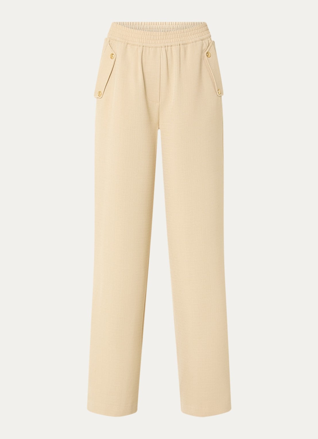 Fifth House Mina high waist loose fit pantalon met steekzakken - voorkant beige