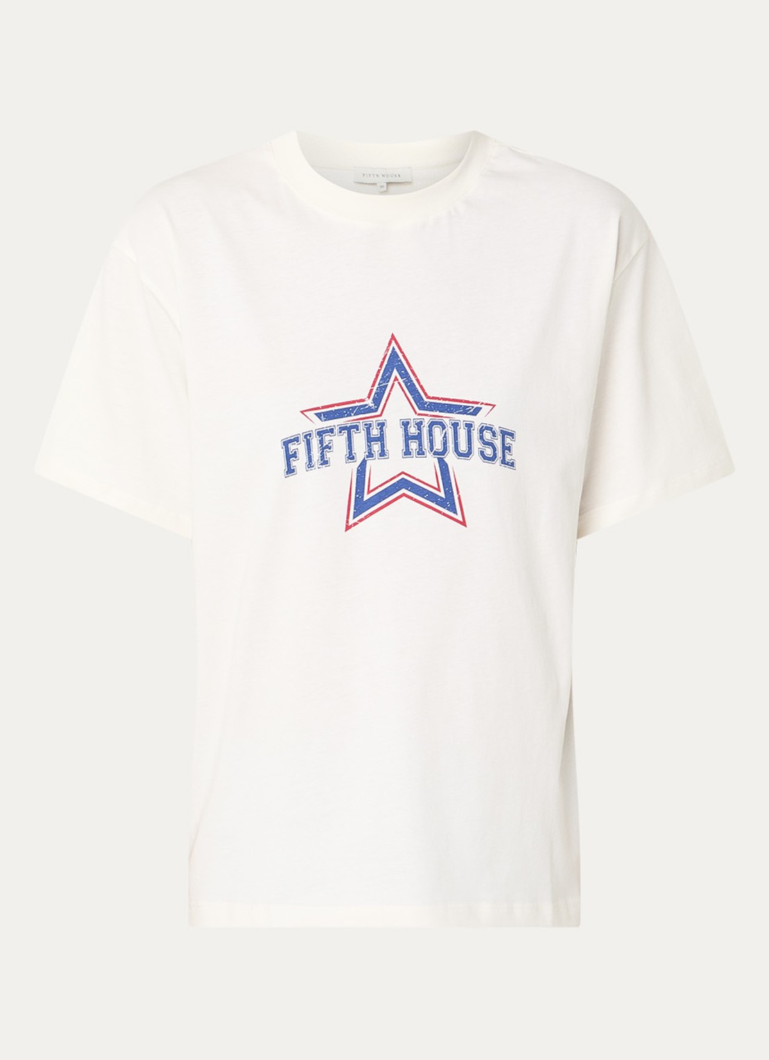 Fifth House Mindy T-shirt met logoprint - voorkant 3 gebroken wit