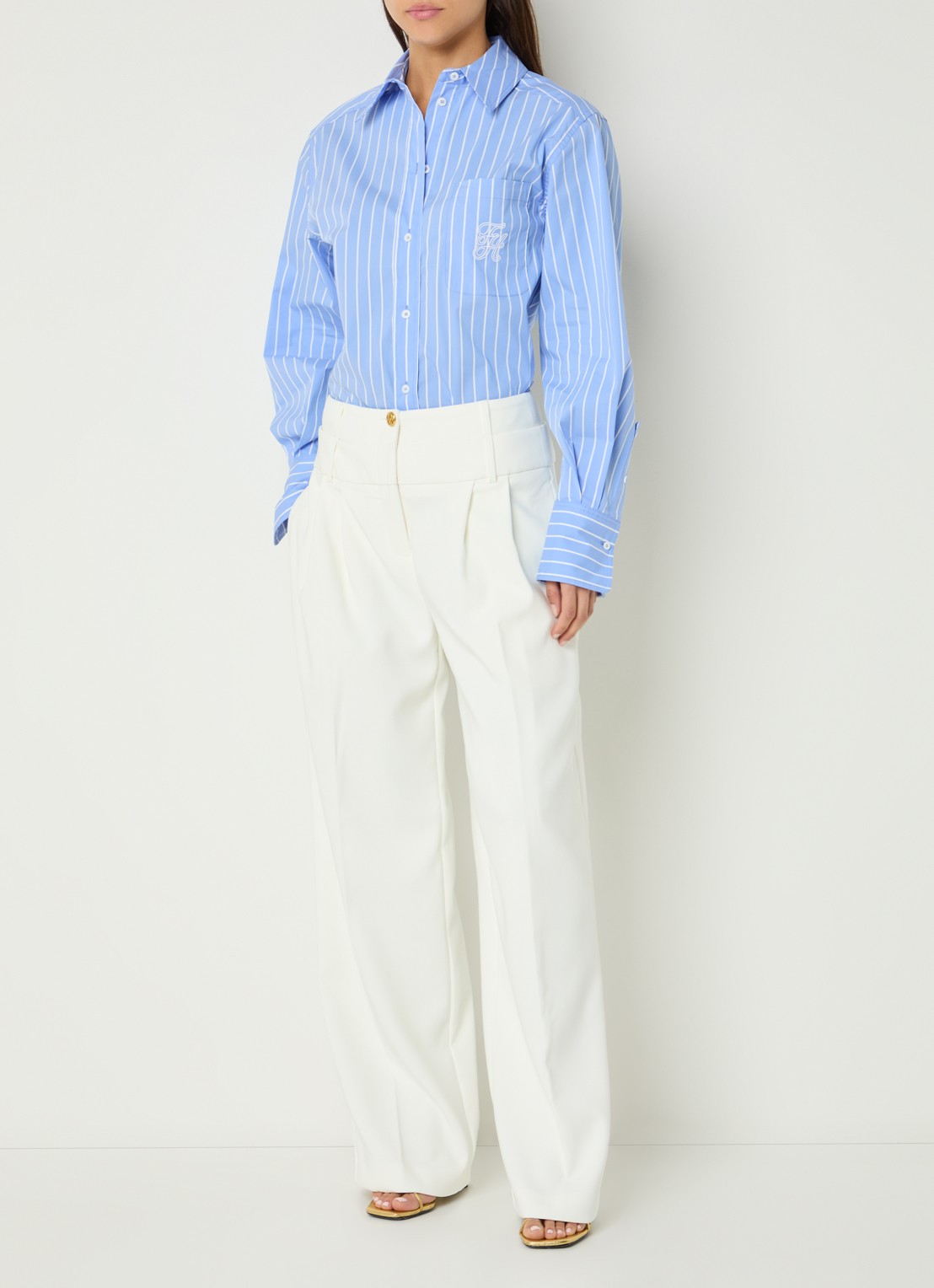 Fifth House Mirre blouse met sreepprint - voorkant 2 lavendel