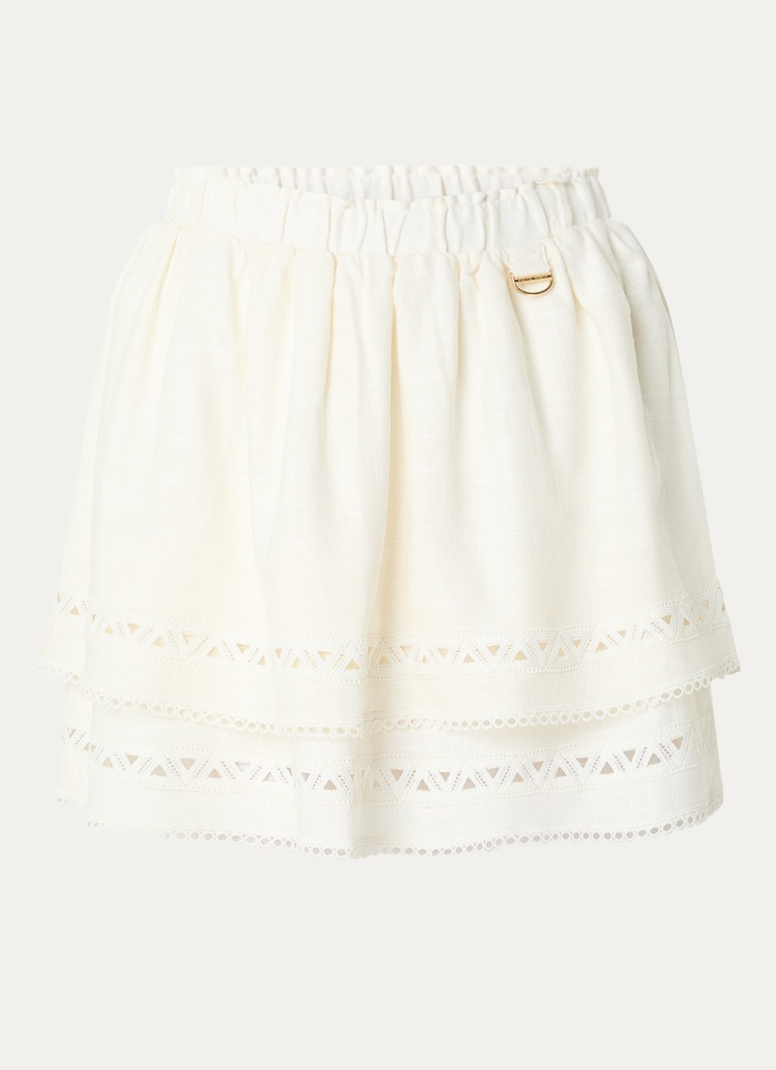 Fifth House Morgan mini rok in linnenblend - voorkant gebroken wit