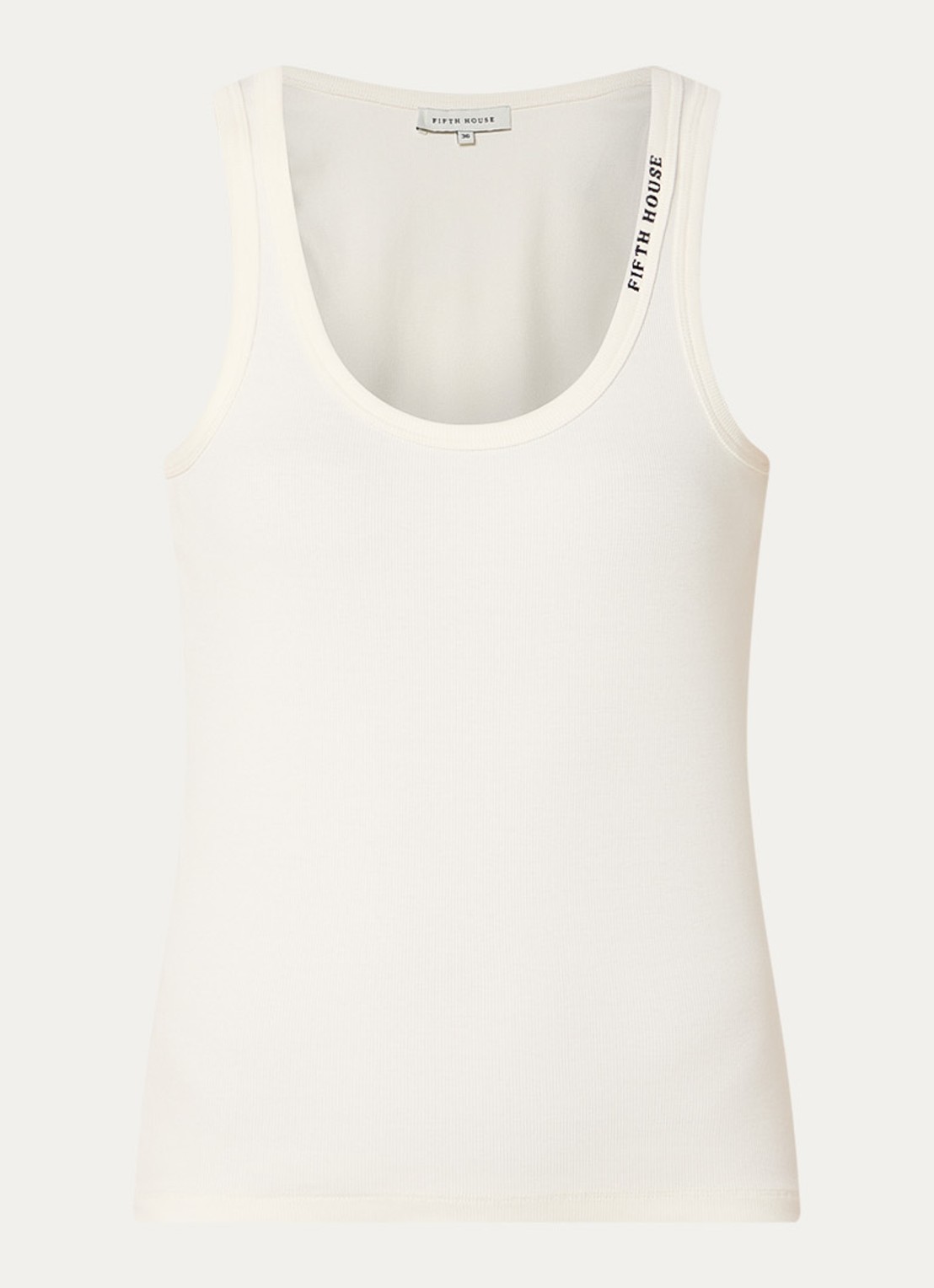 Fifth House Moss tanktop met ribstructuur - voorkant gebroken wit