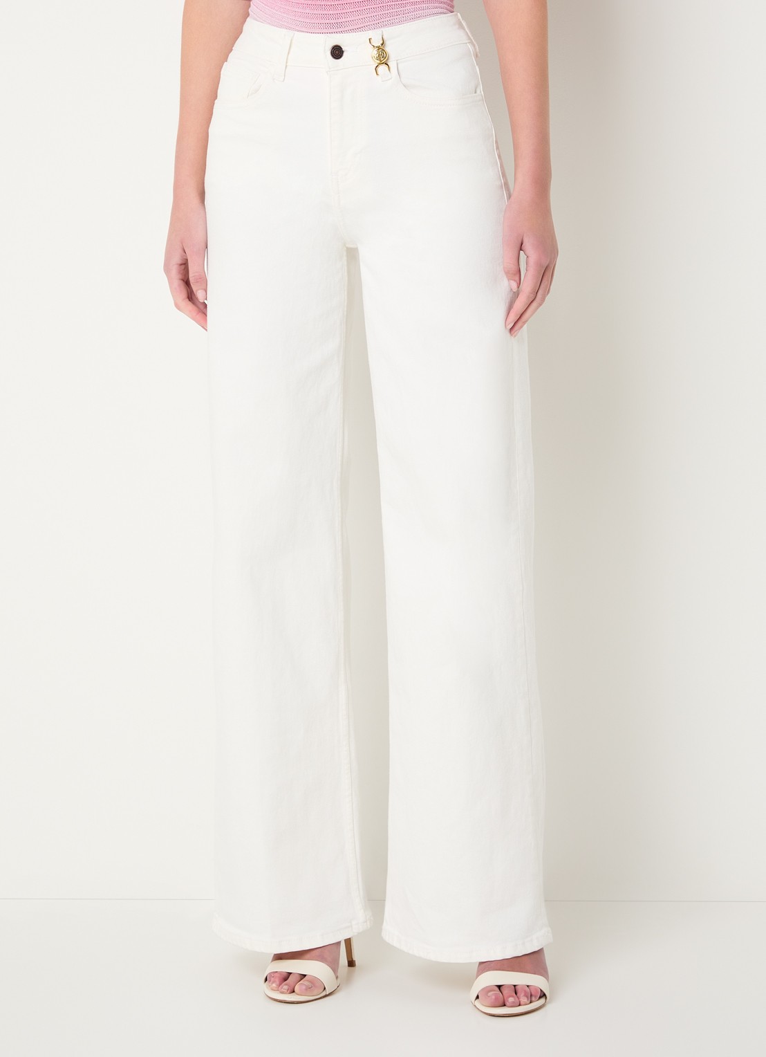 Fifth House Myles high waist wide leg jeans met gekleurde wassing - detail 2 gebroken wit