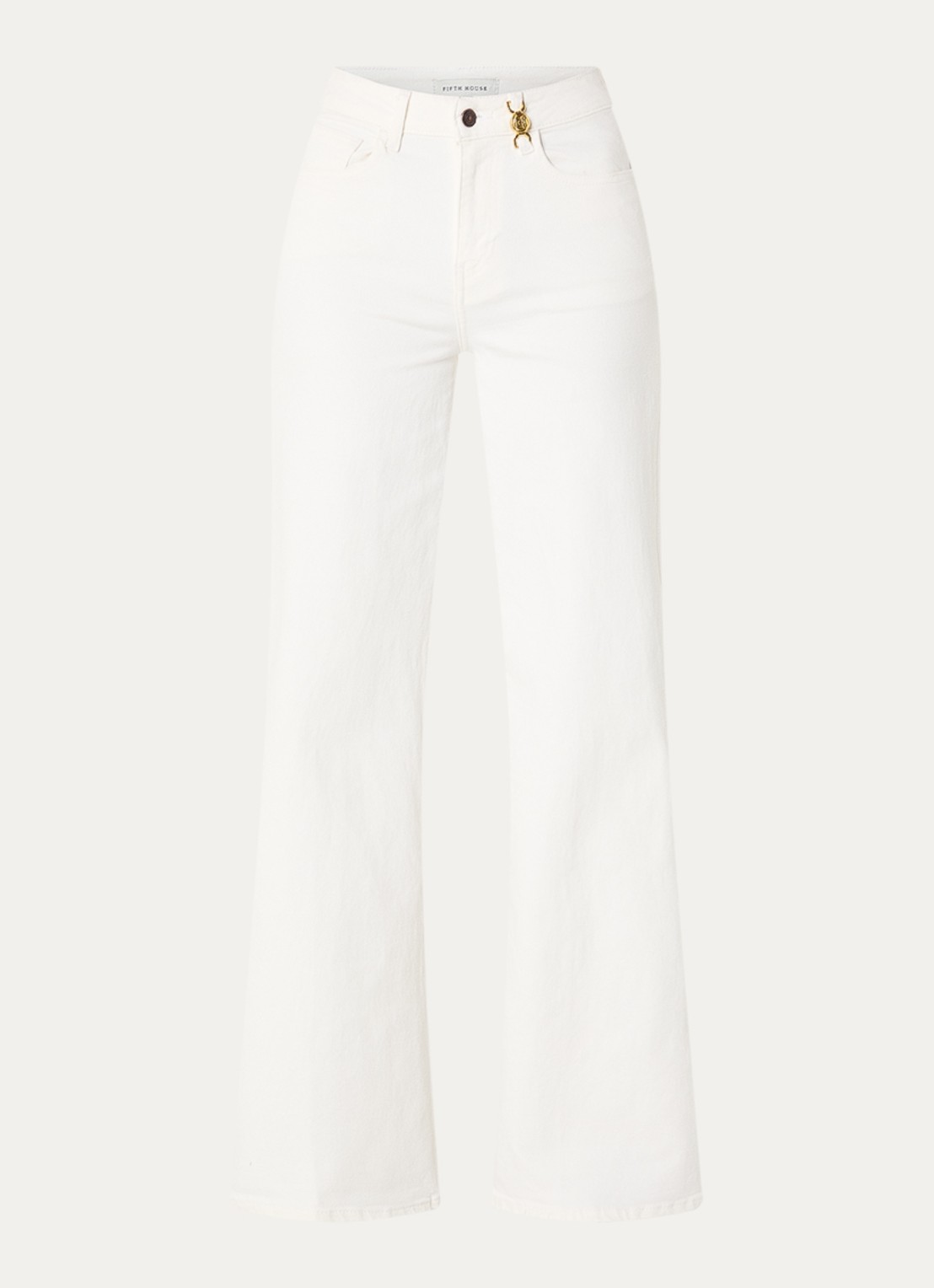Fifth House Myles high waist wide leg jeans met gekleurde wassing - voorkant 4 gebroken wit