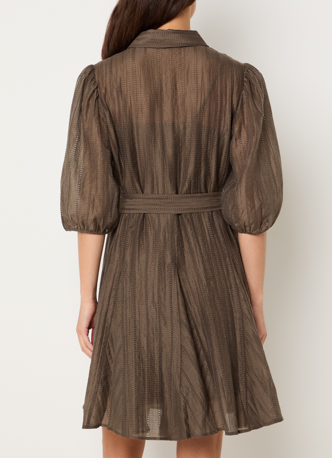 Fifth House Myra mini blousejurk met strikceintuur - achterkant 3 bruin