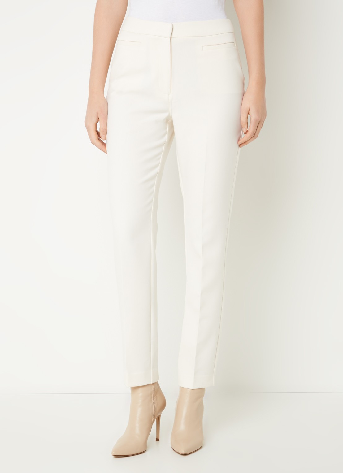Fifth House Nato high waist slim fit cropped pantalon met steekzakken - detail 3 gebroken wit