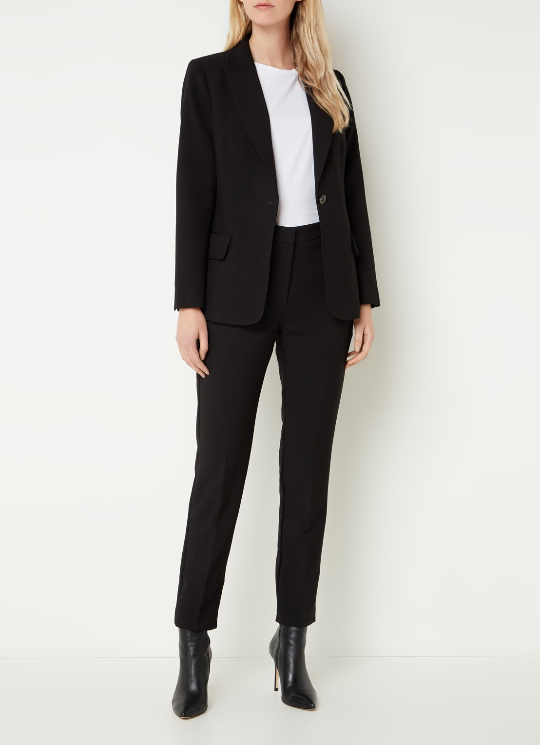 Fifth House Nato high waist slim fit cropped pantalon met steekzakken - voorkant 3 zwart
