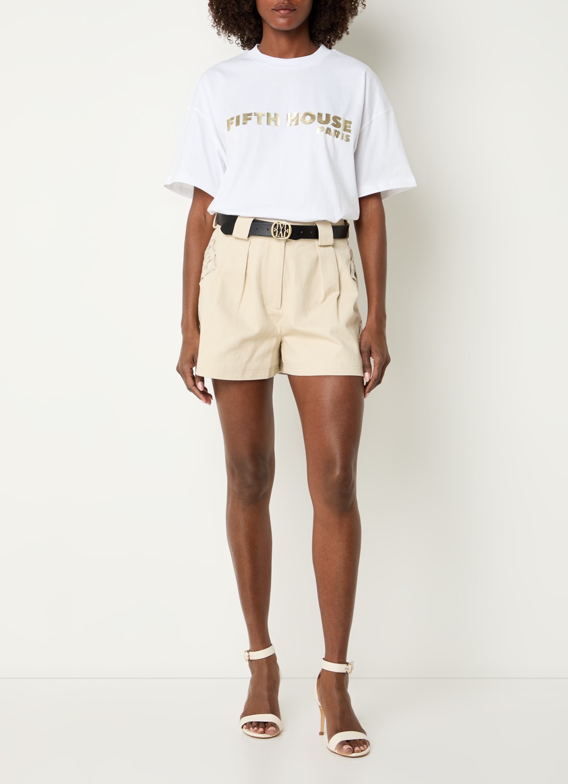 Fifth House Neena T-shirt met logo - voorkant 2 wit