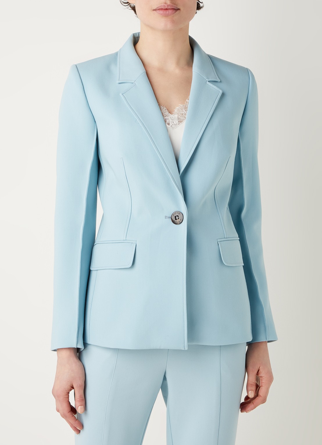 Fifth House Nenzo blazer met klepzakken - detail 4 lichtblauw