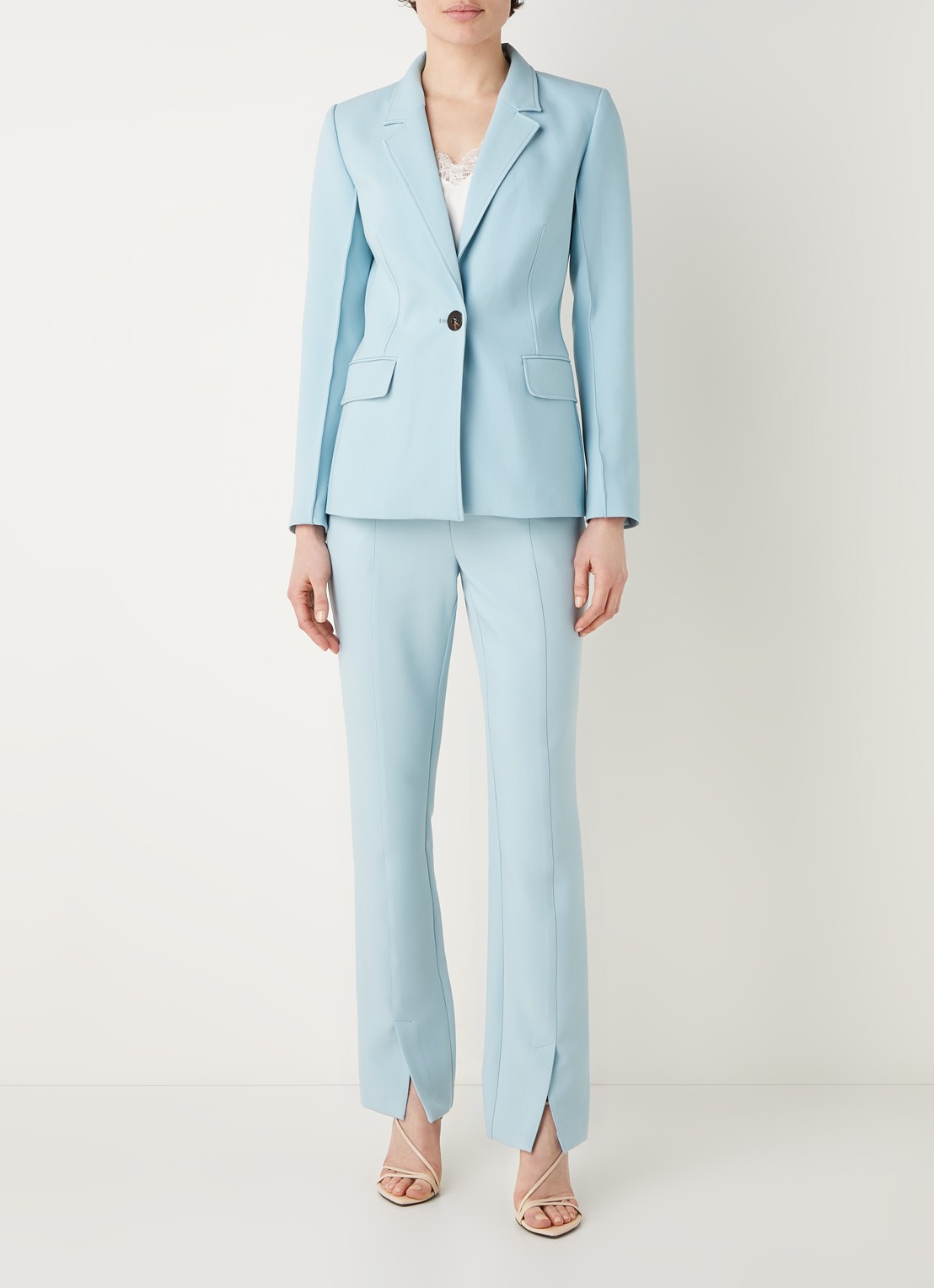 Fifth House Nenzo blazer met klepzakken - voorkant 2 lichtblauw
