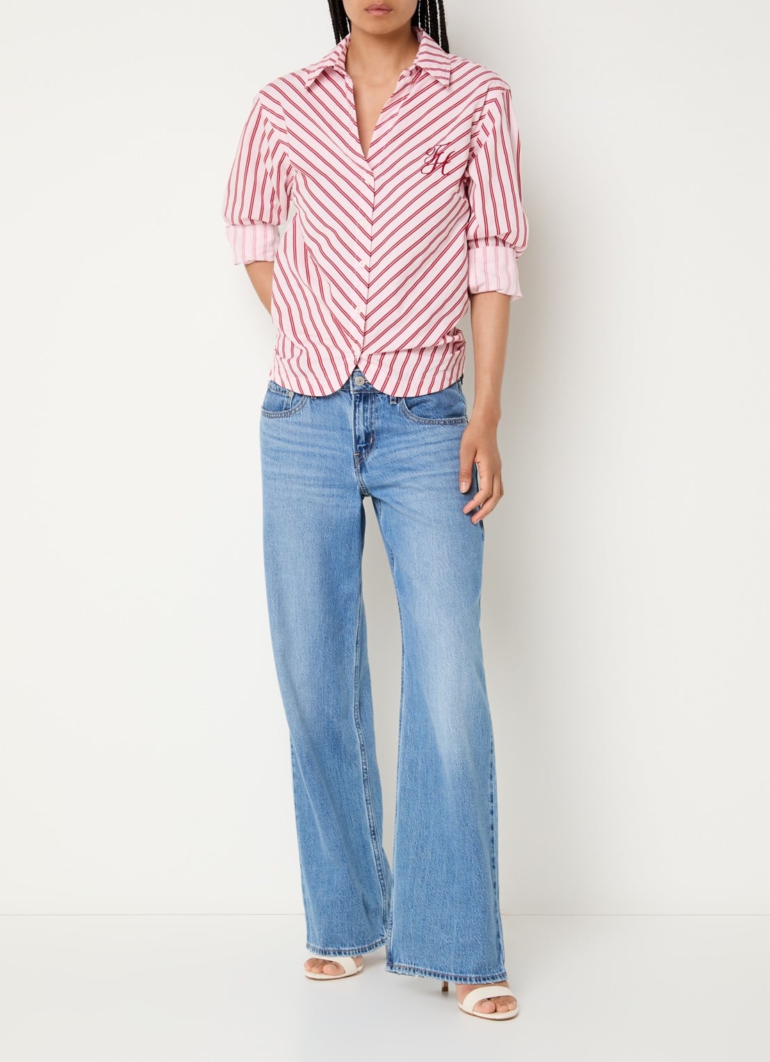 Fifth House Nicoll blouse met logoborduring - voorkant 3 rood