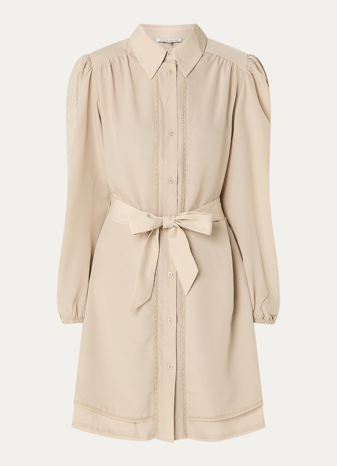 Fifth House Odell mini blousejurk - voorkant beige
