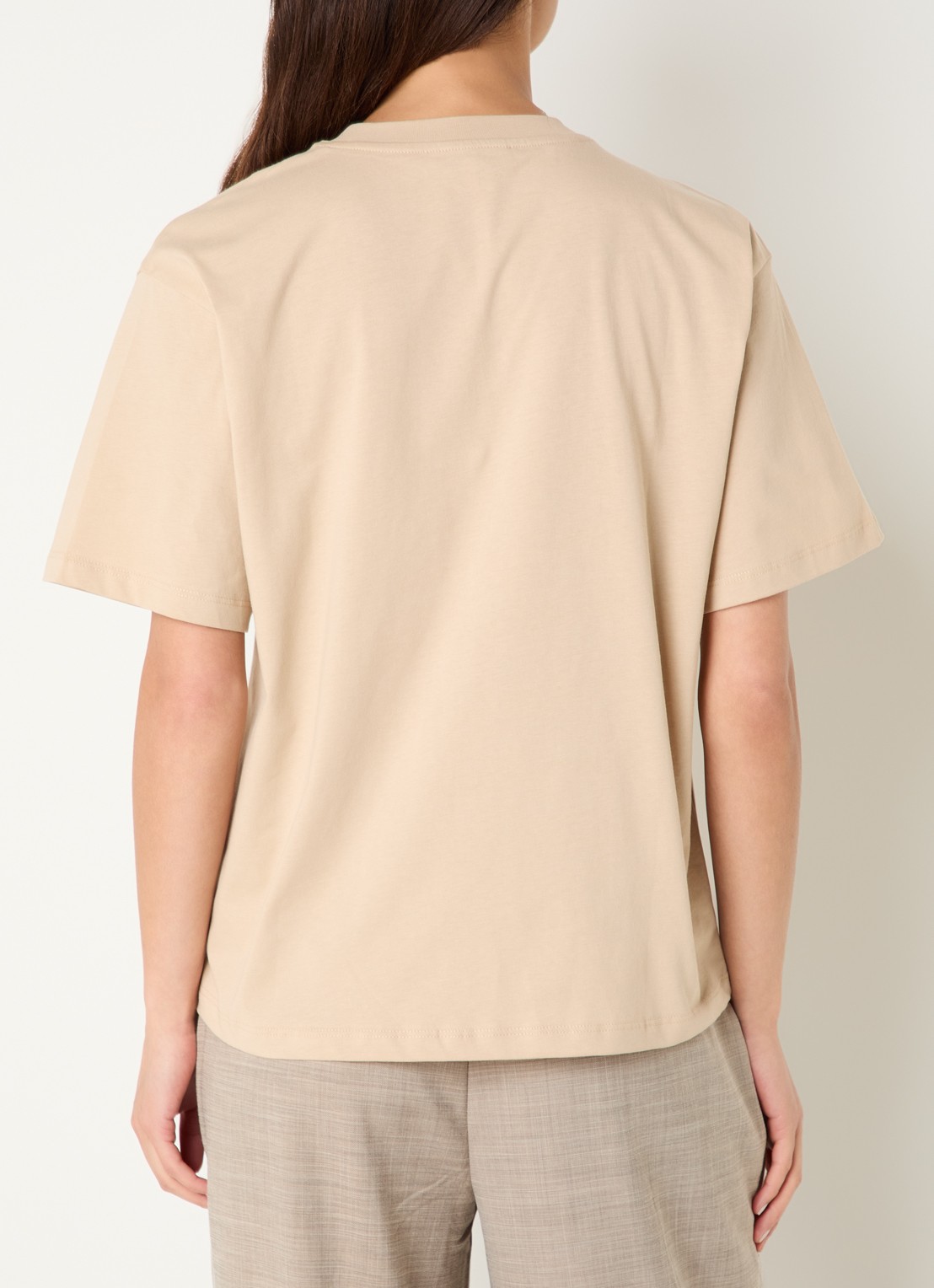 Fifth House Odilla T-shirt met flock logoprint - achterkant 4 beige