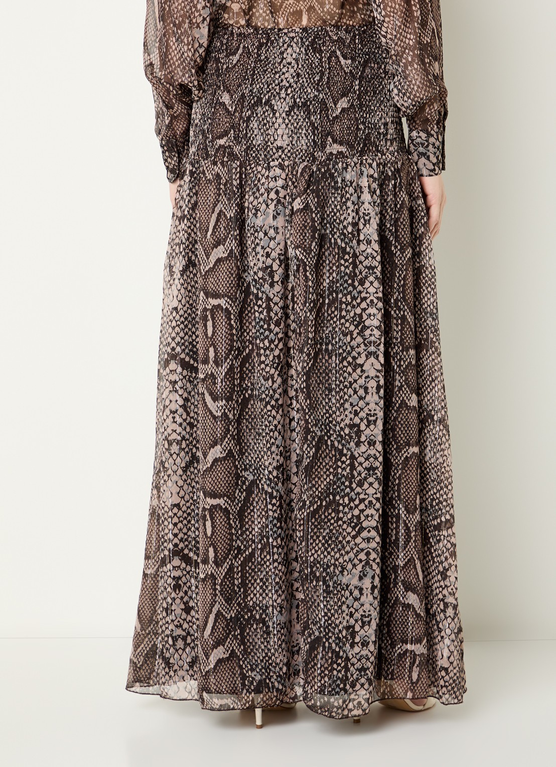 Fifth House Olicia maxi rok met print - achterkant 3 bruin