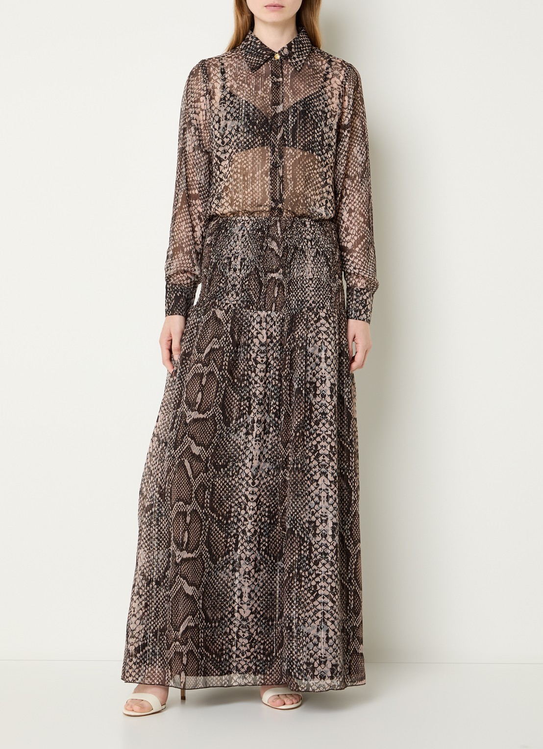 Fifth House Olicia maxi rok met print - voorkant 2 bruin