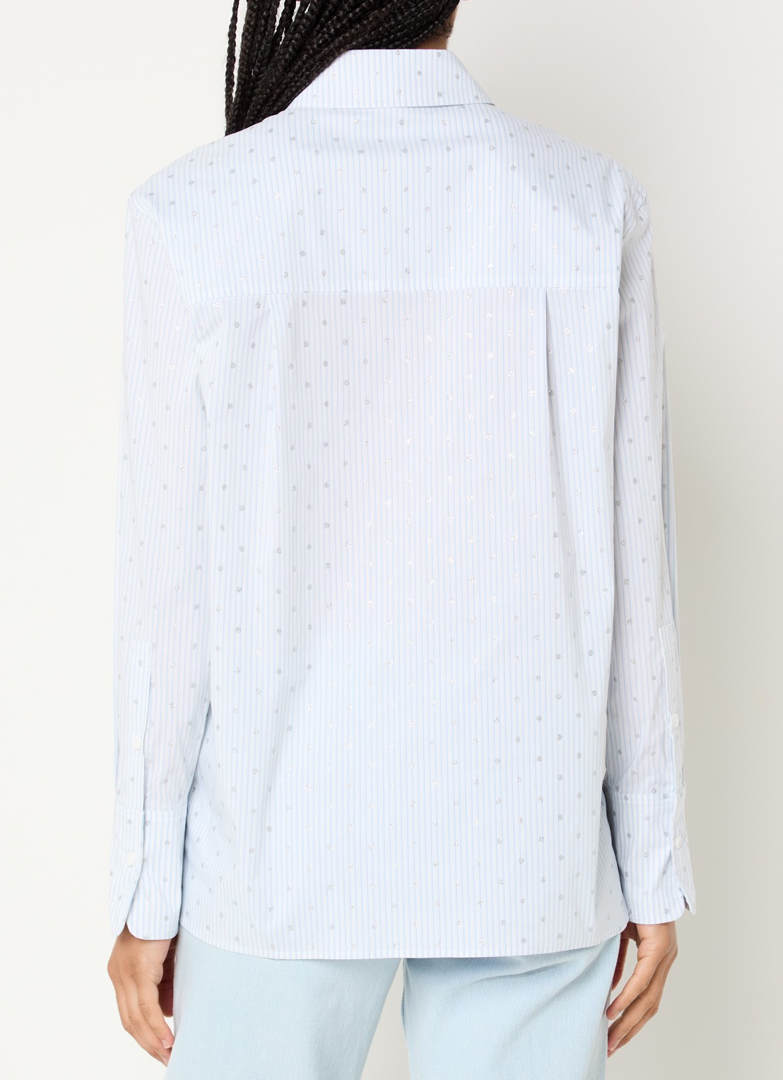 Fifth House Orella blouse met streepprint - achterkant lichtblauw