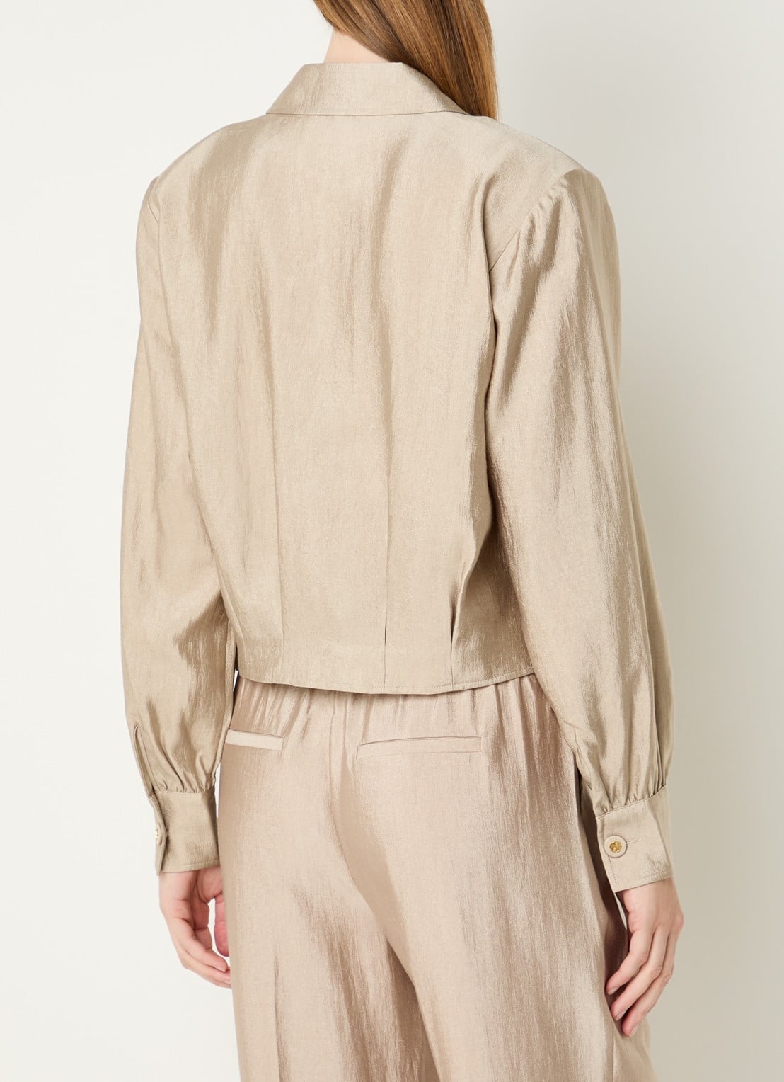 Fifth House Orlando blouse met structuur - achterkant 4 beige