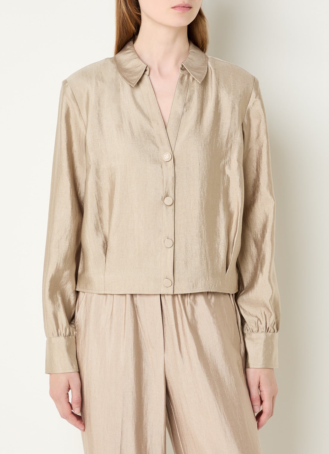 Fifth House Orlando blouse met structuur - detail beige