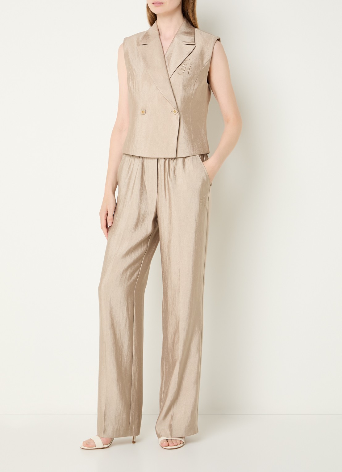 Fifth House Orlando double-breasted gilet - voorkant 4 beige