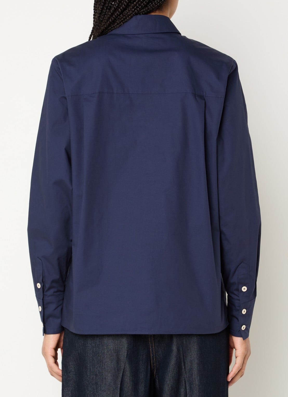 Fifth House Osan blouse met logoborduring - achterkant 4 donkerblauw