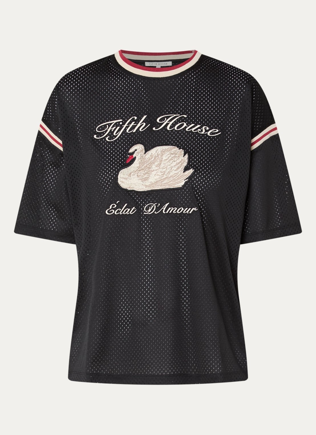 Fifth House Otilia T-shirt met print - voorkant 2 zwart