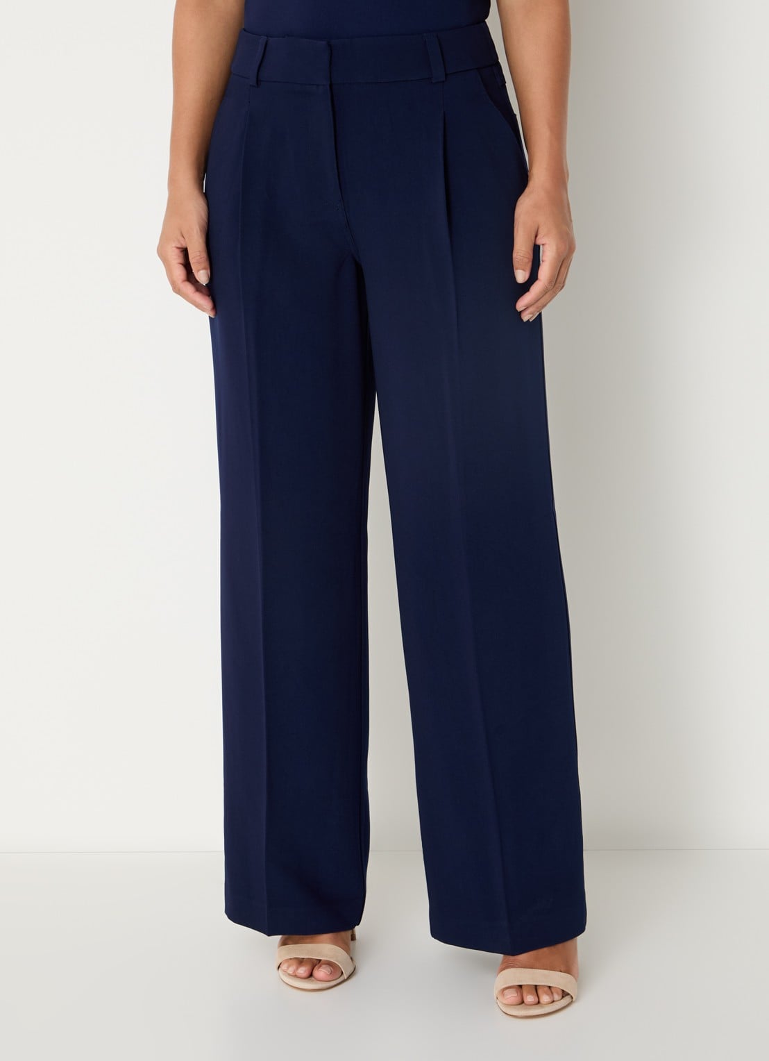 Fifth House Ozias mid waist loose fit pantalon met persplooi - detail royalblauw