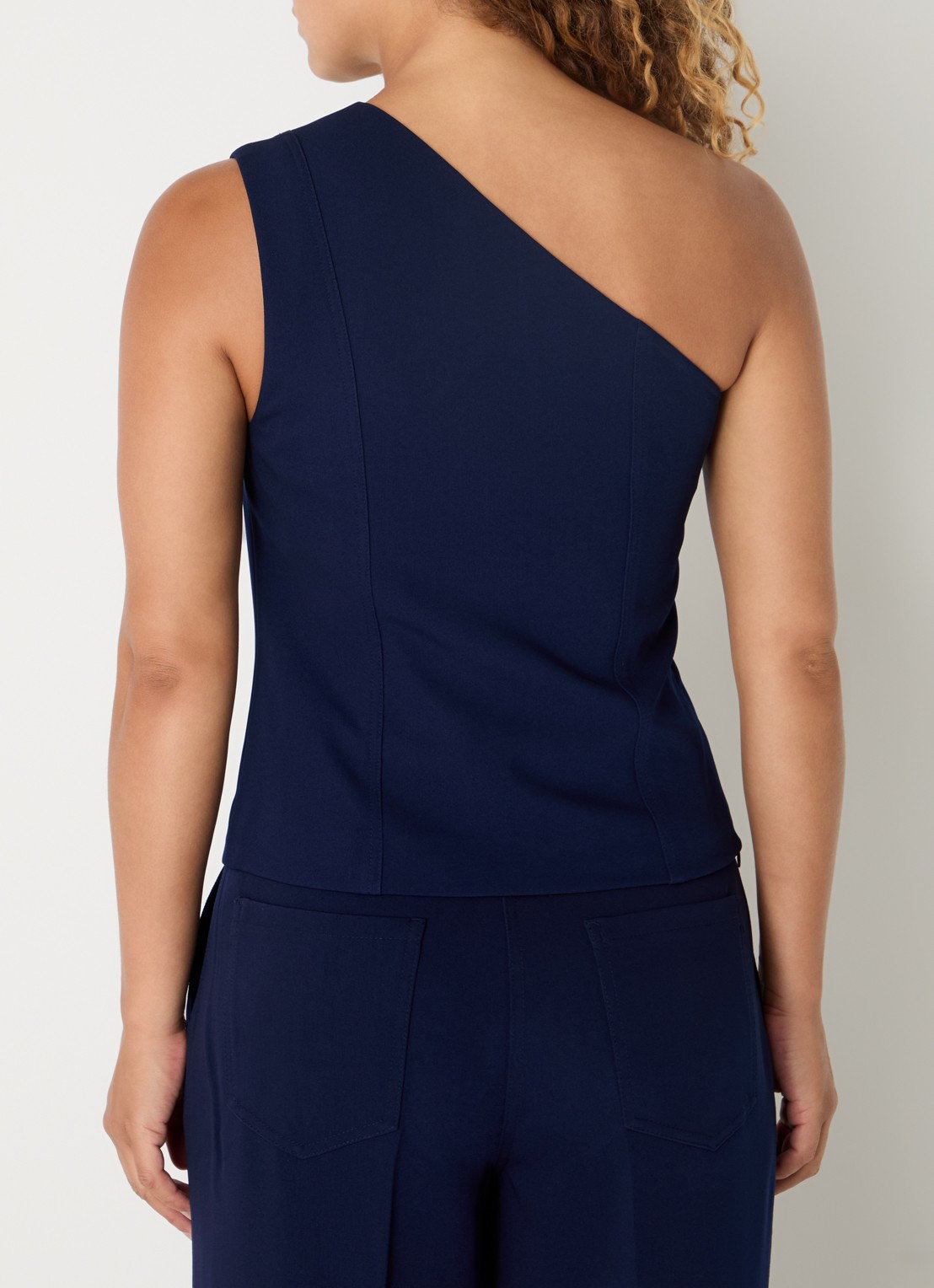 Fifth House Ozias one shoulder top met plooidetail - achterkant royalblauw